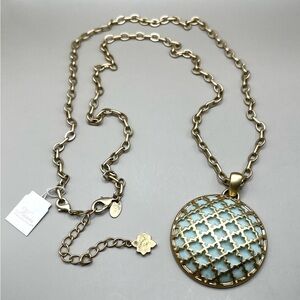 NWT lia sophia “Marrakesh” necklace 32-35” Genuine Amazonite, matte gold